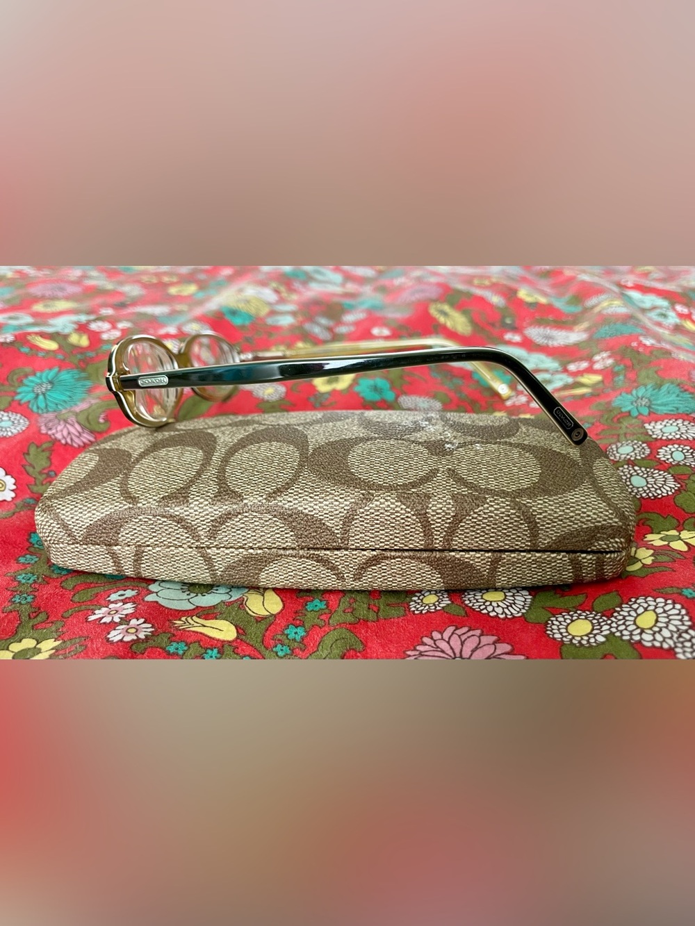 Coach Vintage Women's Green and Gold Oval Eyeglass Frames - Picture 5 of 6